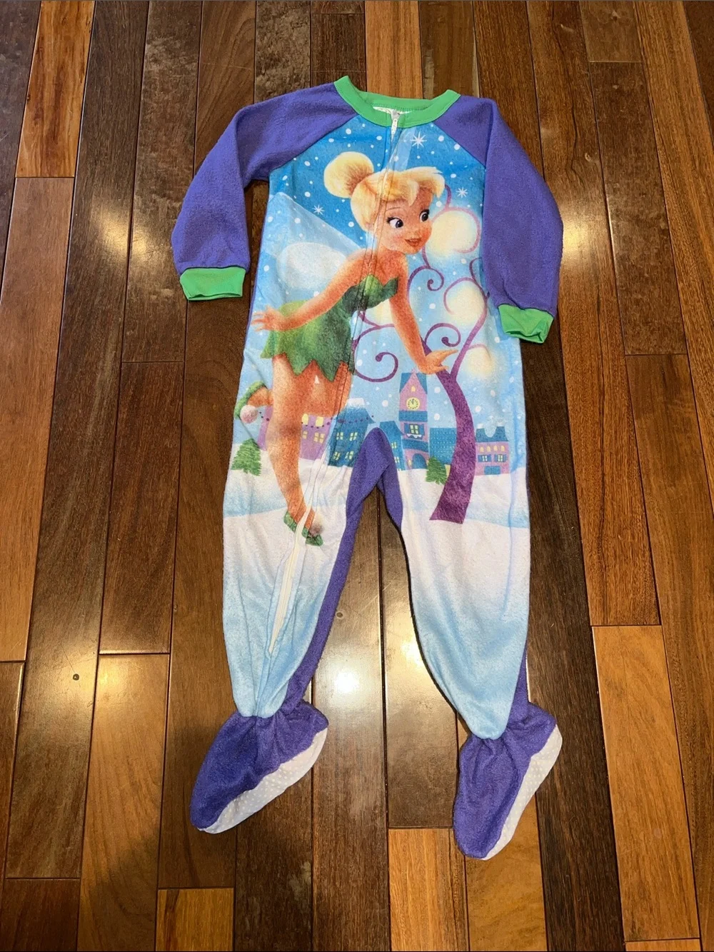 Disney Kids Pink, Purple, Black and Multicolor Character Footed Pajama Bundle